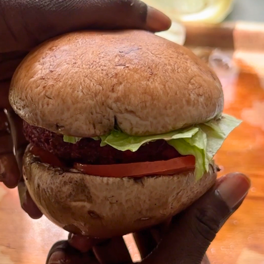 Beetroot Burgers with Portobello Mushroom Buns