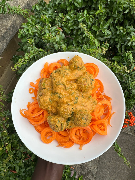 Carrot Noodles with Spicy Balls