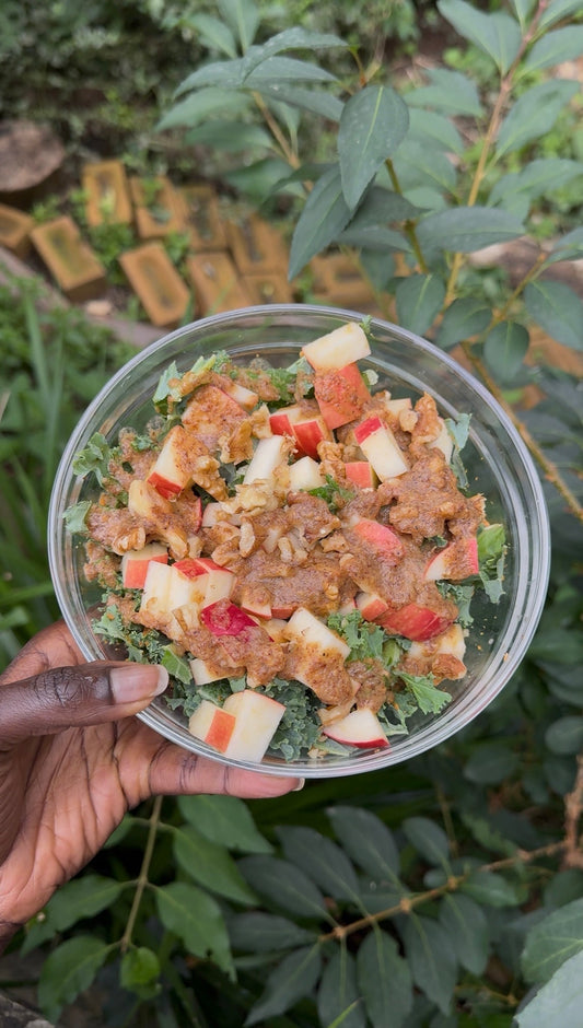 Walnut, Apple & Kale Salad with Peanut Butter Dressing