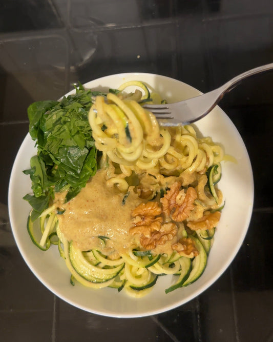 Zucchini Noodles with Creamy Melon Seed Sauce
